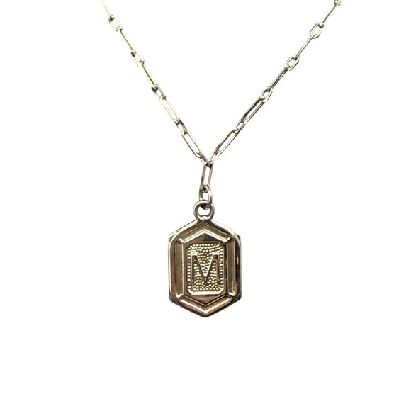 Sterling Forever  Rhodium plated Sterling Silver Chain Necklace Monogram "M" Pen - Picture 1 of 4